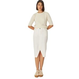 SKFK Aintzane White Denim Midi Skirt Organic Cotton Stretch Pencil Size 6 NWT